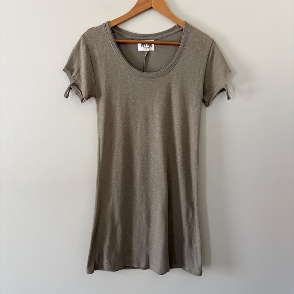 Nation Ltd Layla Tee Mini Dress Taupe Scoop Neck Cotton Blend Small Made in Peru - Picture 9 of 10